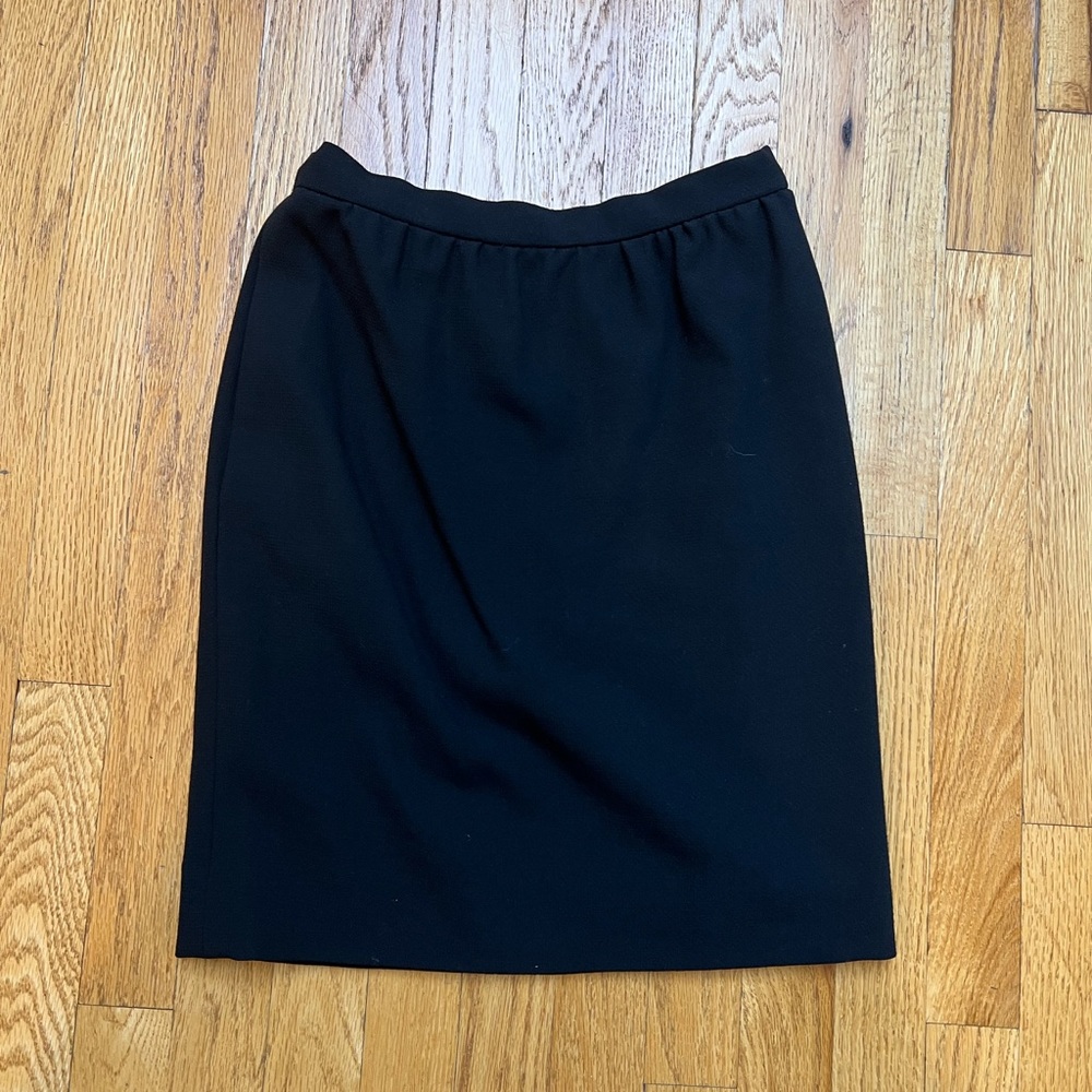 Classic Black Vintage Chanel Pencil Skirt with gold Chanel button